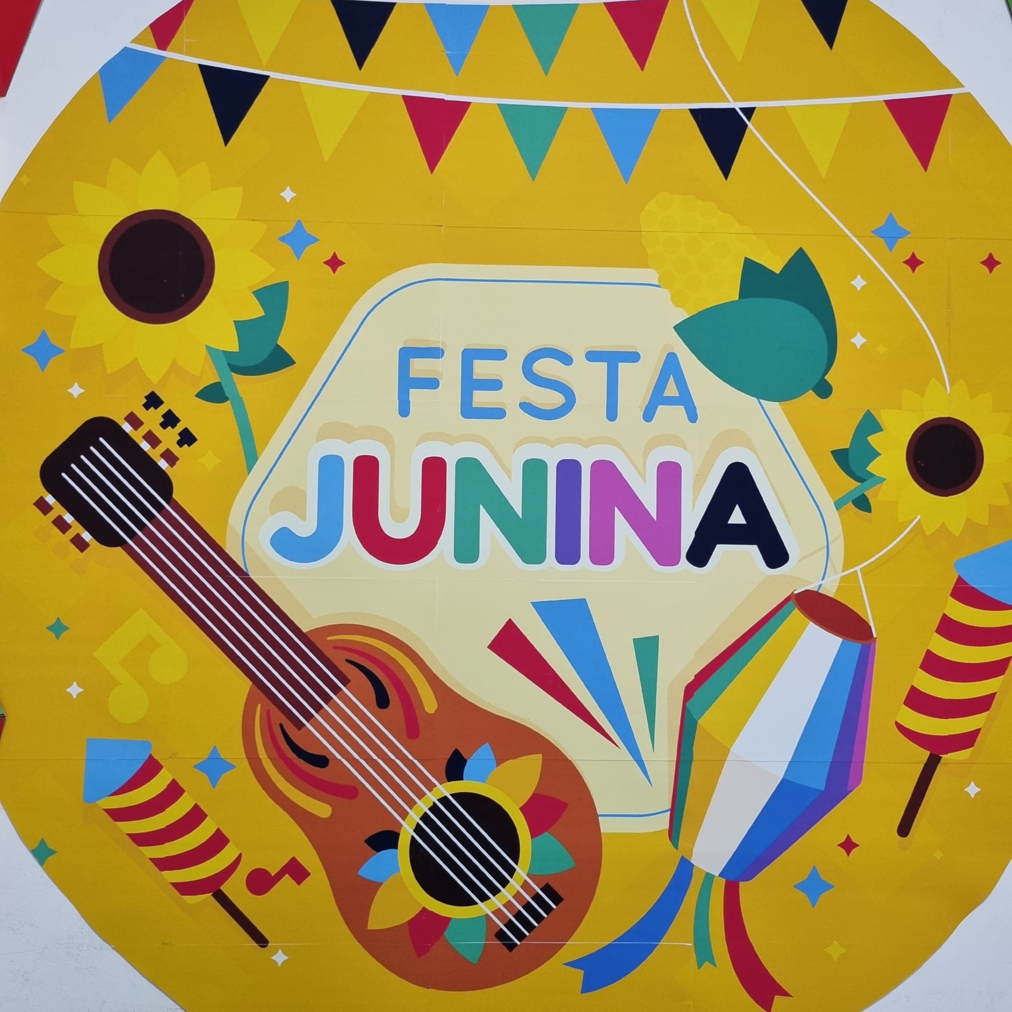 PAINEL REDONDO FESTA JUNINA - (COLORIDO COM BALÃO 3D) - Imagem 4