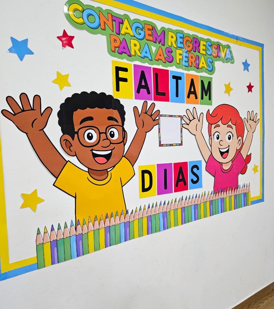 PAINEL CONTAGEM REGRESSIVA PARA AS FÉRIAS - MENINA E MENINO