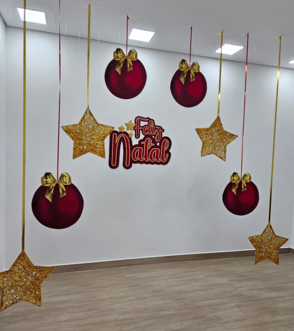 CENÁRIO PARA FOTOS DE NATAL BOLAS E ESTRELAS GIGANTES