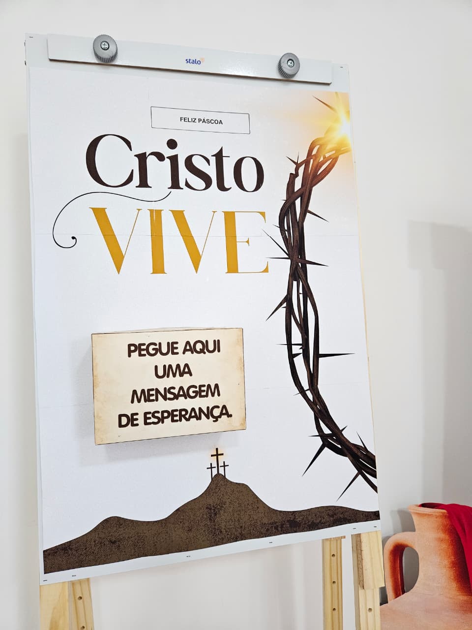 CENÁRIO DE PÁSCOA COM CAIXA MENSAGEM DE ESPERANÇA - Imagem 5