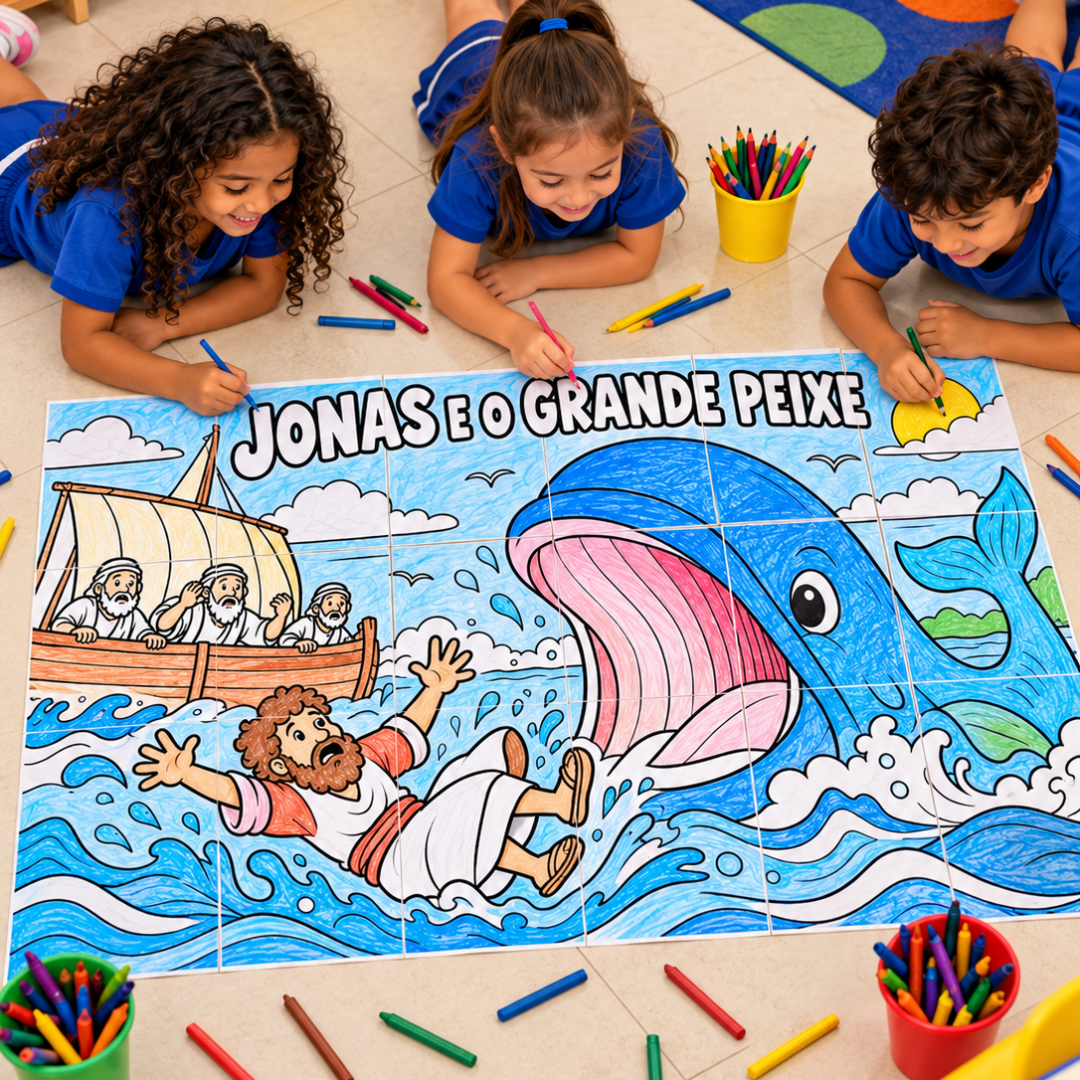 CARTAZ DE PINTURA COLETIVA – JONAS E O GRANDE PEIXE