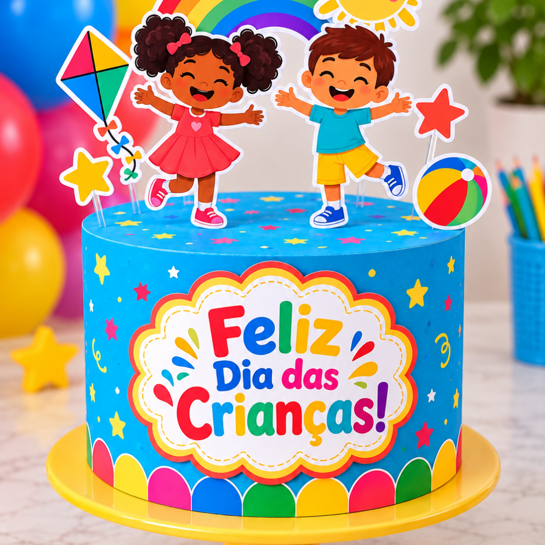 BOLO FAKE + TOPPER DIA DAS CRIANÇAS