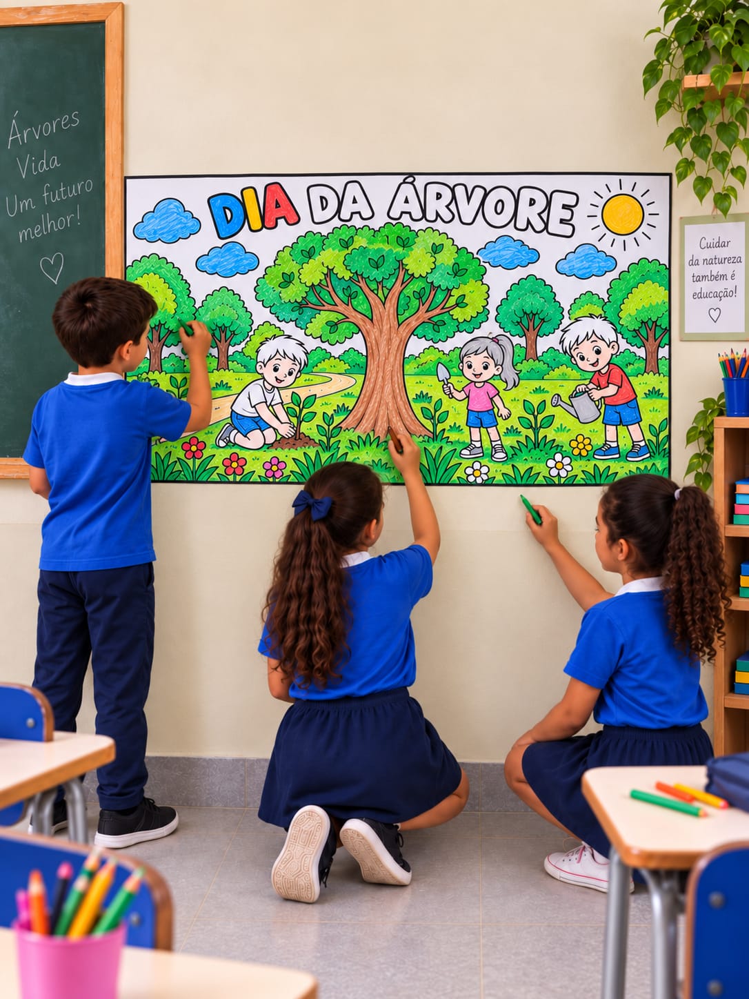 CARTAZ DE PINTURA COLETIVA DIA DA ÁRVORE