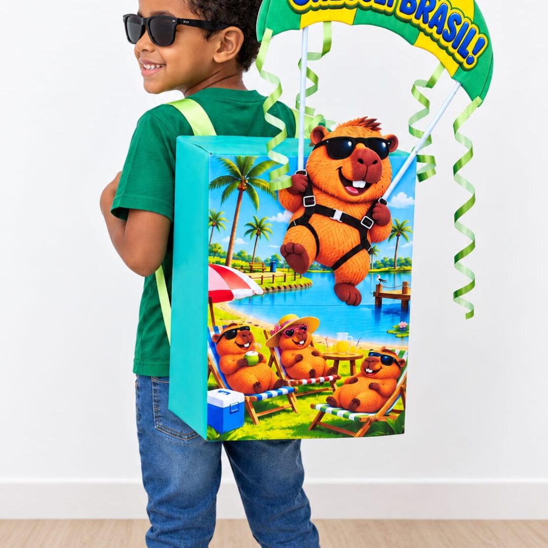 MOCHILA MALUCA CAPIVARA CHEGUEI BRASIL