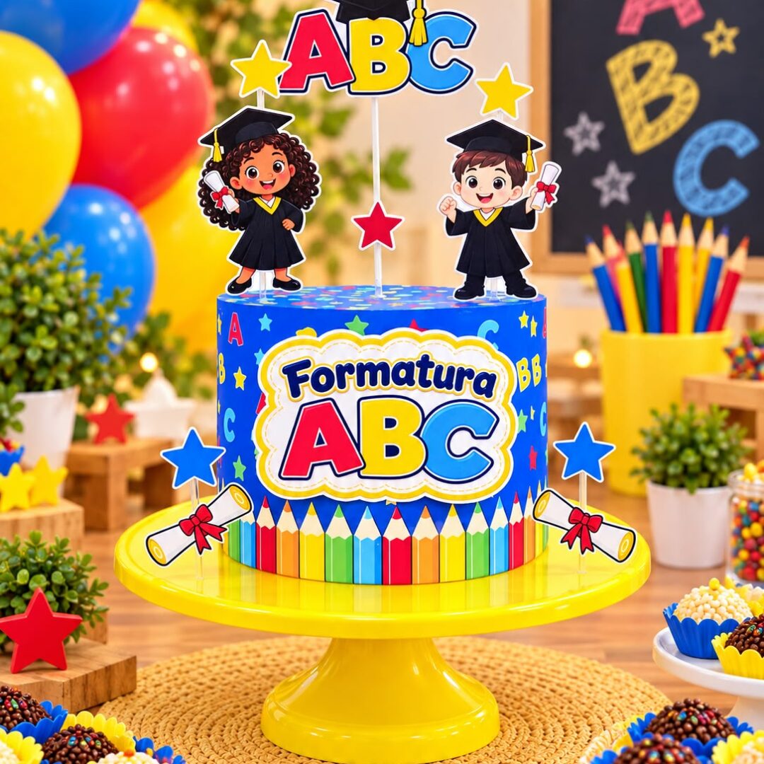 BOLO FAKE + TOPPER FORMATURA ABC