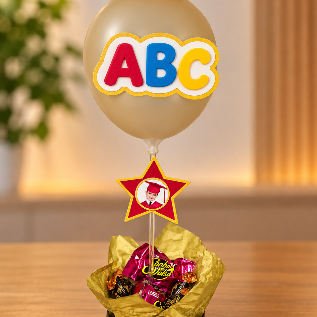 CENTRO DE MESA - FORMATURA ABC - VERMELHO/DOURADO