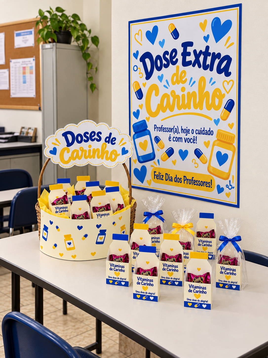 CARTAZ/CESTA E LEMBRANCINHA - DOSE EXTRA DE CARINHO - DIA DOS PROFESSORES - Imagem 6