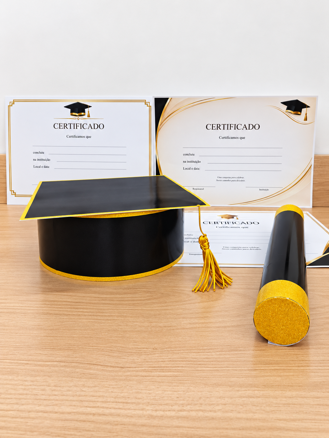 (PRETO) KIT FORMATURA (CAPELO- CANUDO - CERTIFICADO) - Imagem 4