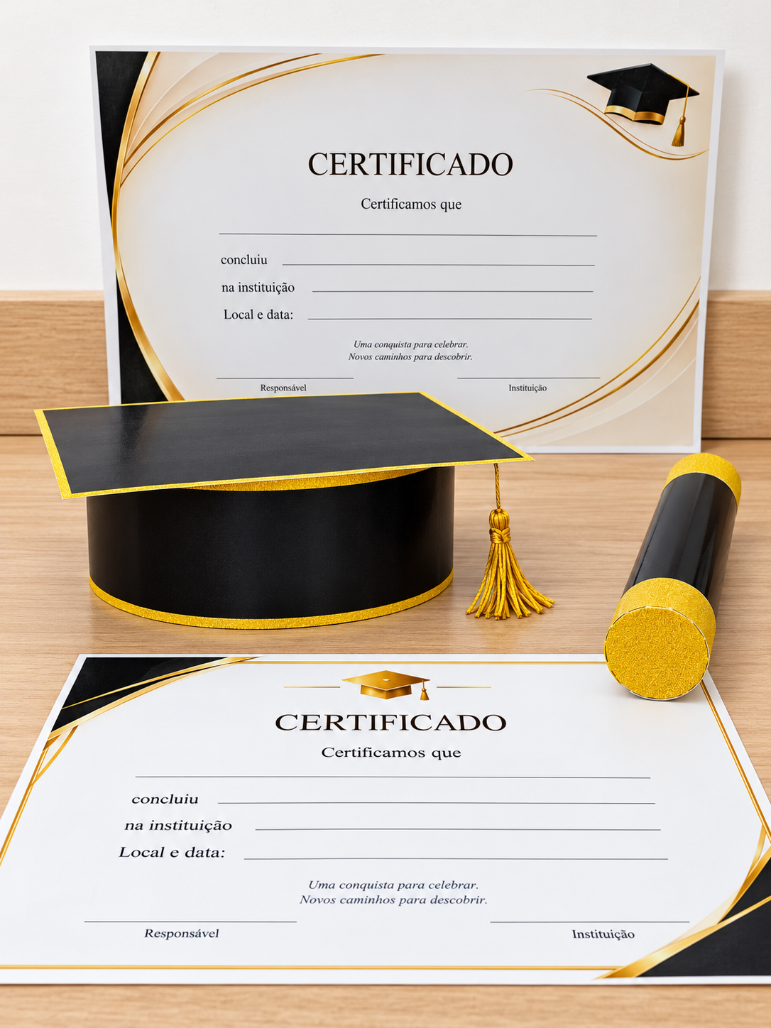 (PRETO) KIT FORMATURA (CAPELO- CANUDO - CERTIFICADO) - Imagem 5