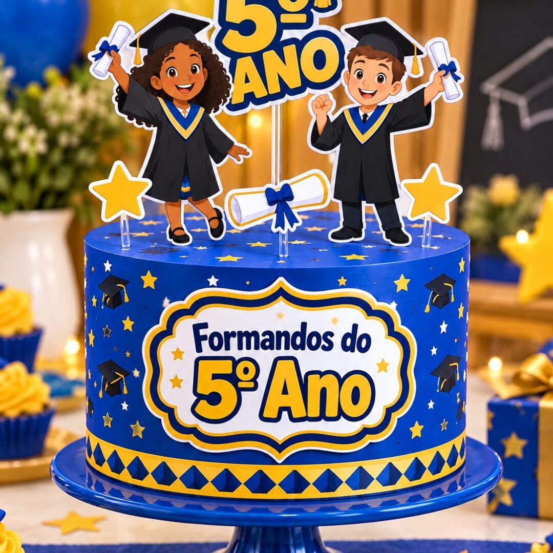 🎓 BOLO FAKE + TOPPER FORMANDOS DO 5º ANO