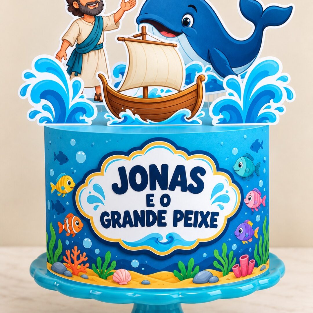 BOLO FAKE + TOPPER – JONAS E O GRANDE PEIXE