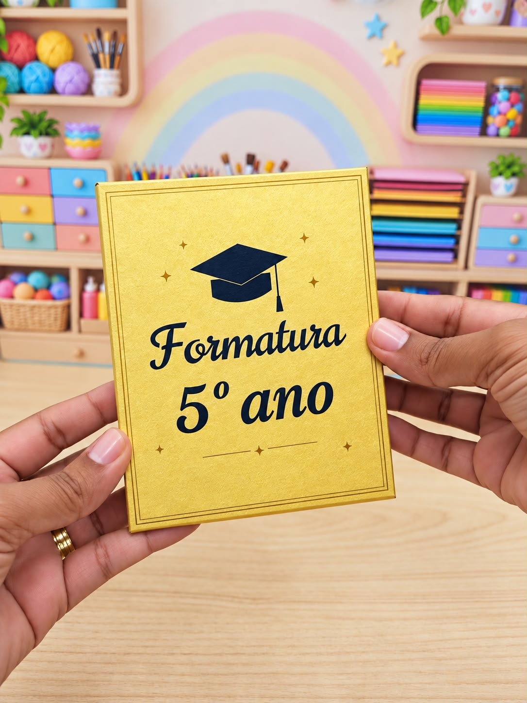 CONVITE FORMATURA 5º ANO – CAIXA DOURADA - Imagem 5