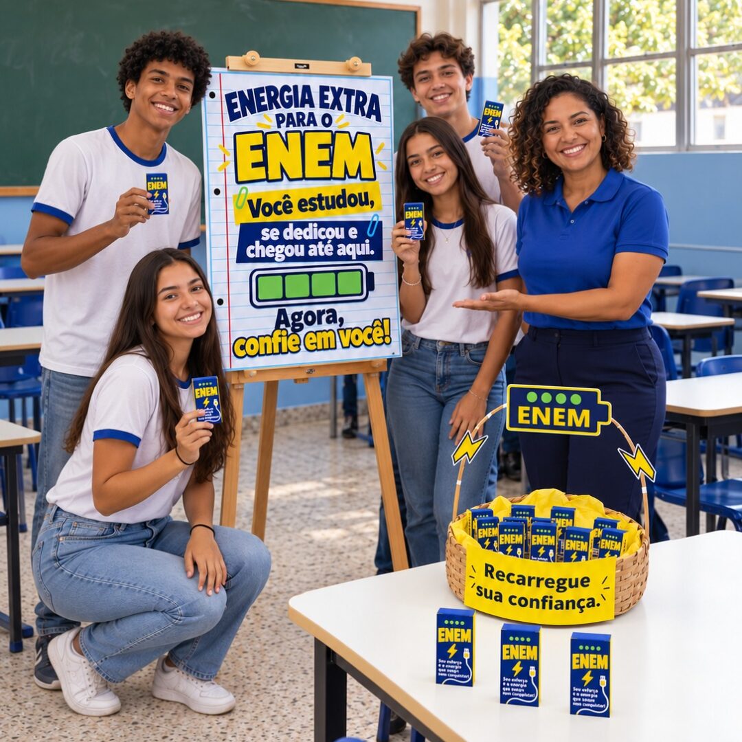 ENEM – ENERGIA EXTRA – CARTAZ, CESTA E LEMBRANCINHA
