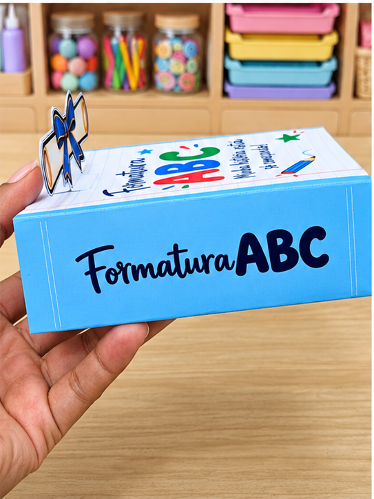 LEMBRANCINHA FORMATURA ABC – CAIXA-LIVRO AZUL - Imagem 3