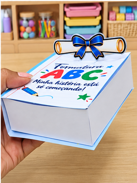 LEMBRANCINHA FORMATURA ABC – CAIXA-LIVRO AZUL - Imagem 2