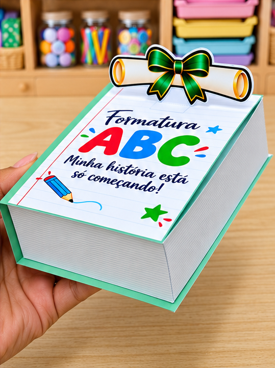 LEMBRANCINHA FORMATURA ABC – CAIXA-LIVRO VERDE - Imagem 2